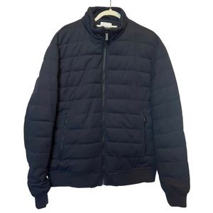 Zara Men’s Size XL navy blue padded quilted bomber jacket